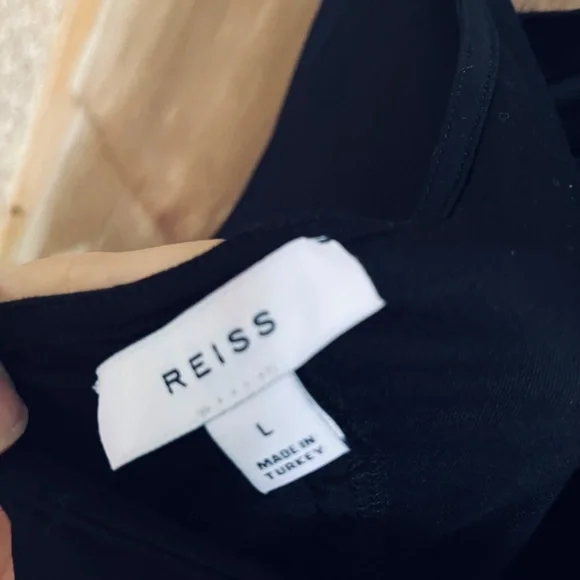 REISS Solare Cutout Halter Black Top Viscose Jersey Size L Made In Turkey - Picture 9 of 15